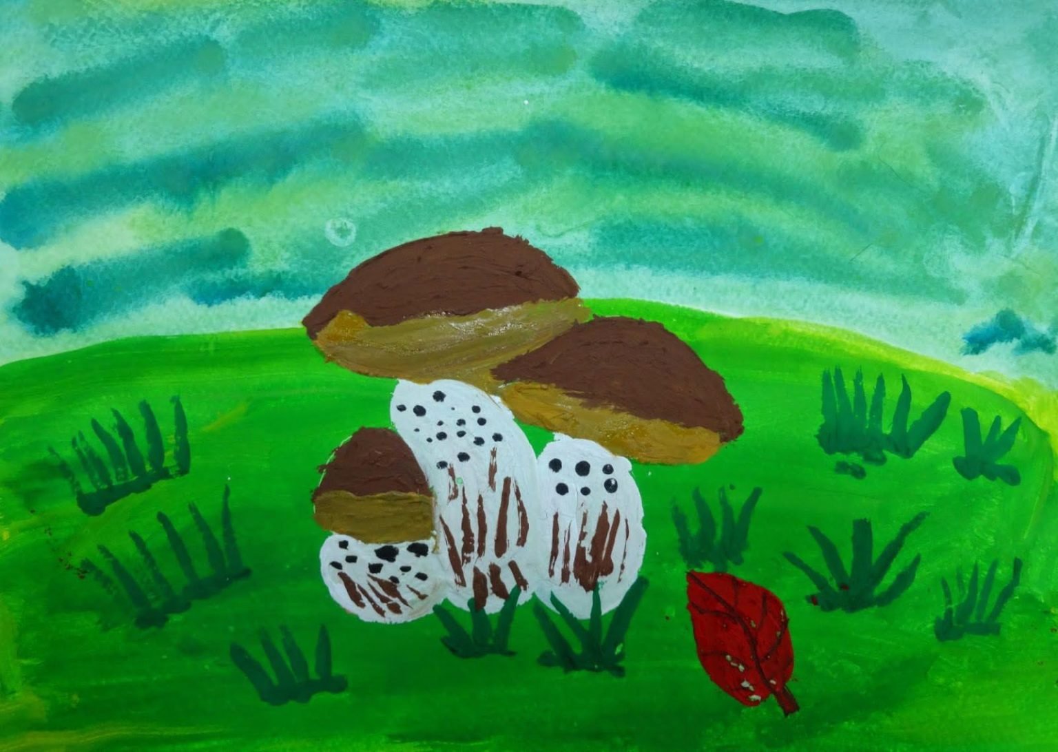 Рисование грибы для дошкольников