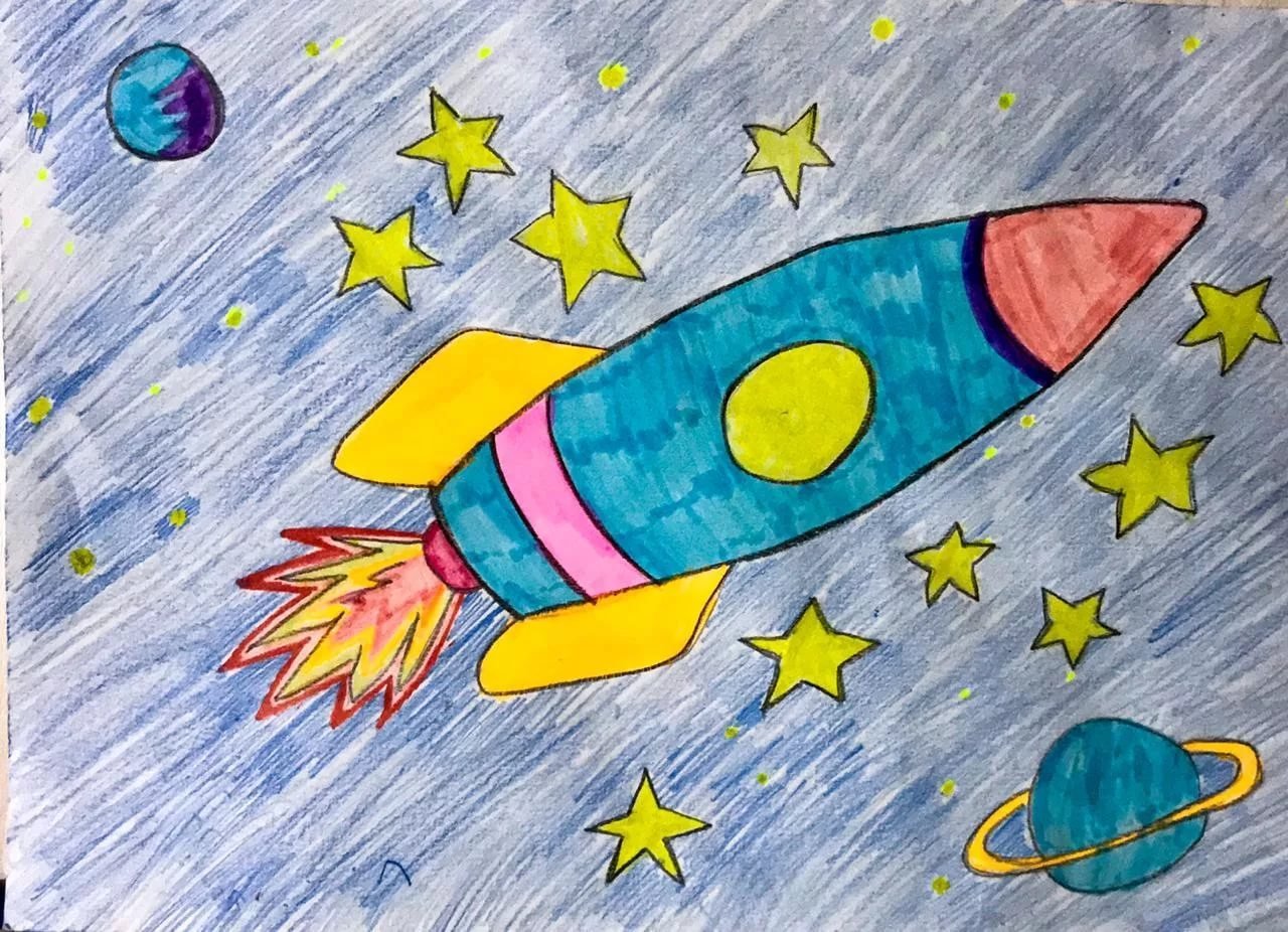 Легкие картинки на День Космонавтики для срисовки: 100 рисунков для детей