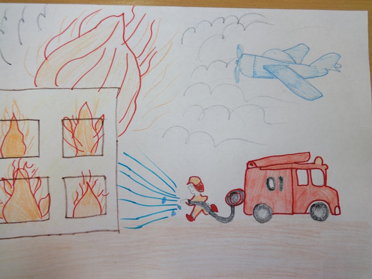 Рисование на тему пожарная безопасность