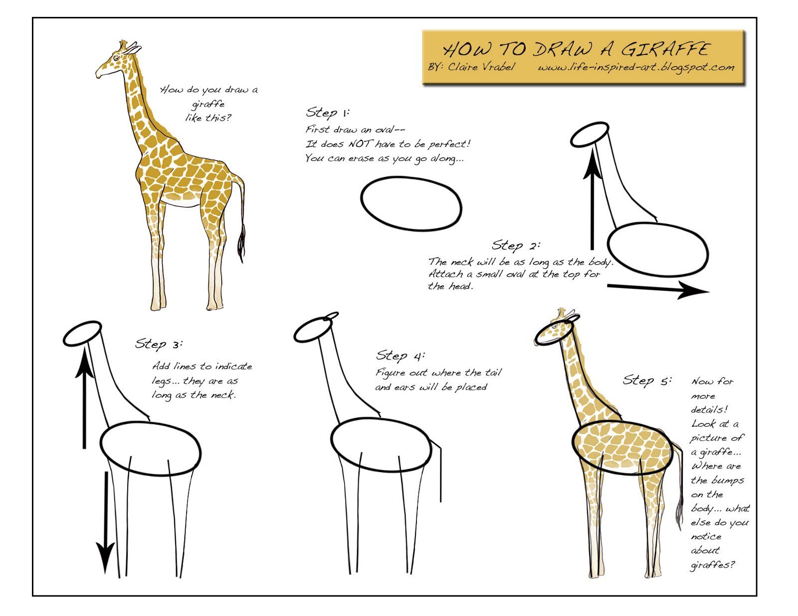 Рисование жирафа с детьми