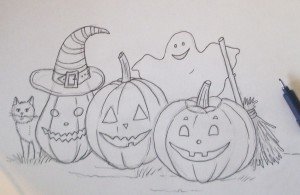 Картинки на Хэллоуин карандашом
