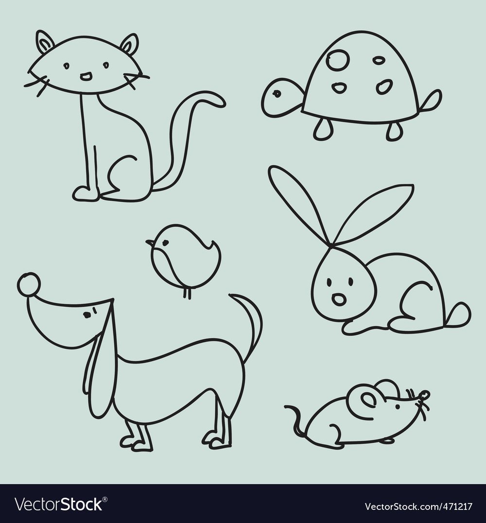 Графические рисунки животных для детей легкие