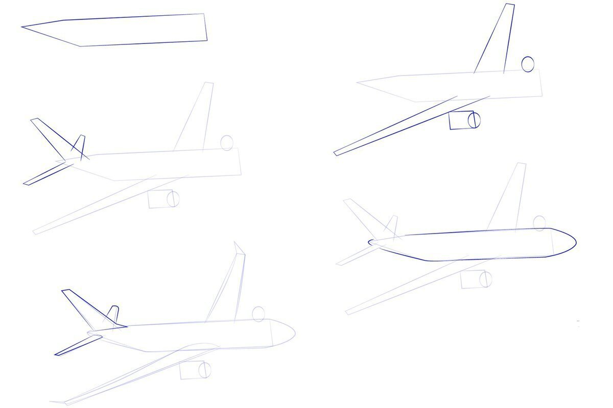 Как поэтапно нарисовать самолет ребенку поэтапно