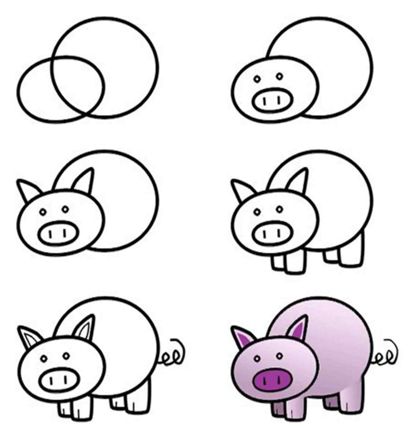 Свинка простой рисунок