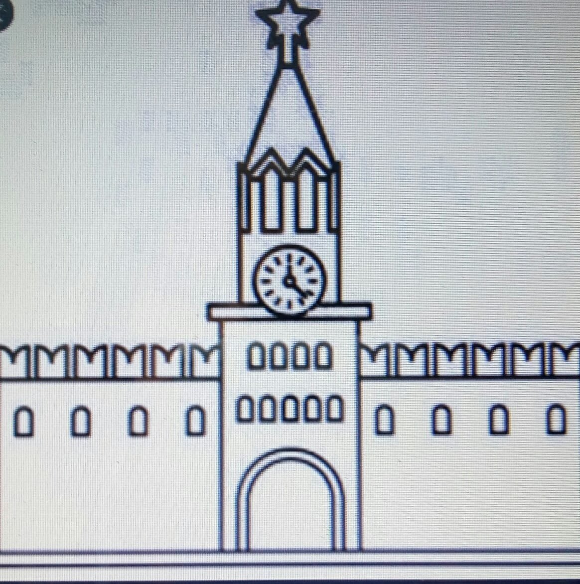 Рисование Спасская башня Кремля пошагово