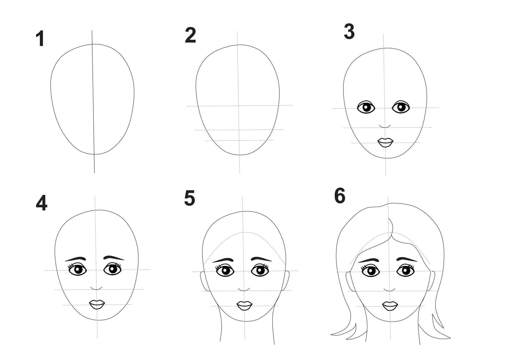 Схема рисования лица для дошкольников