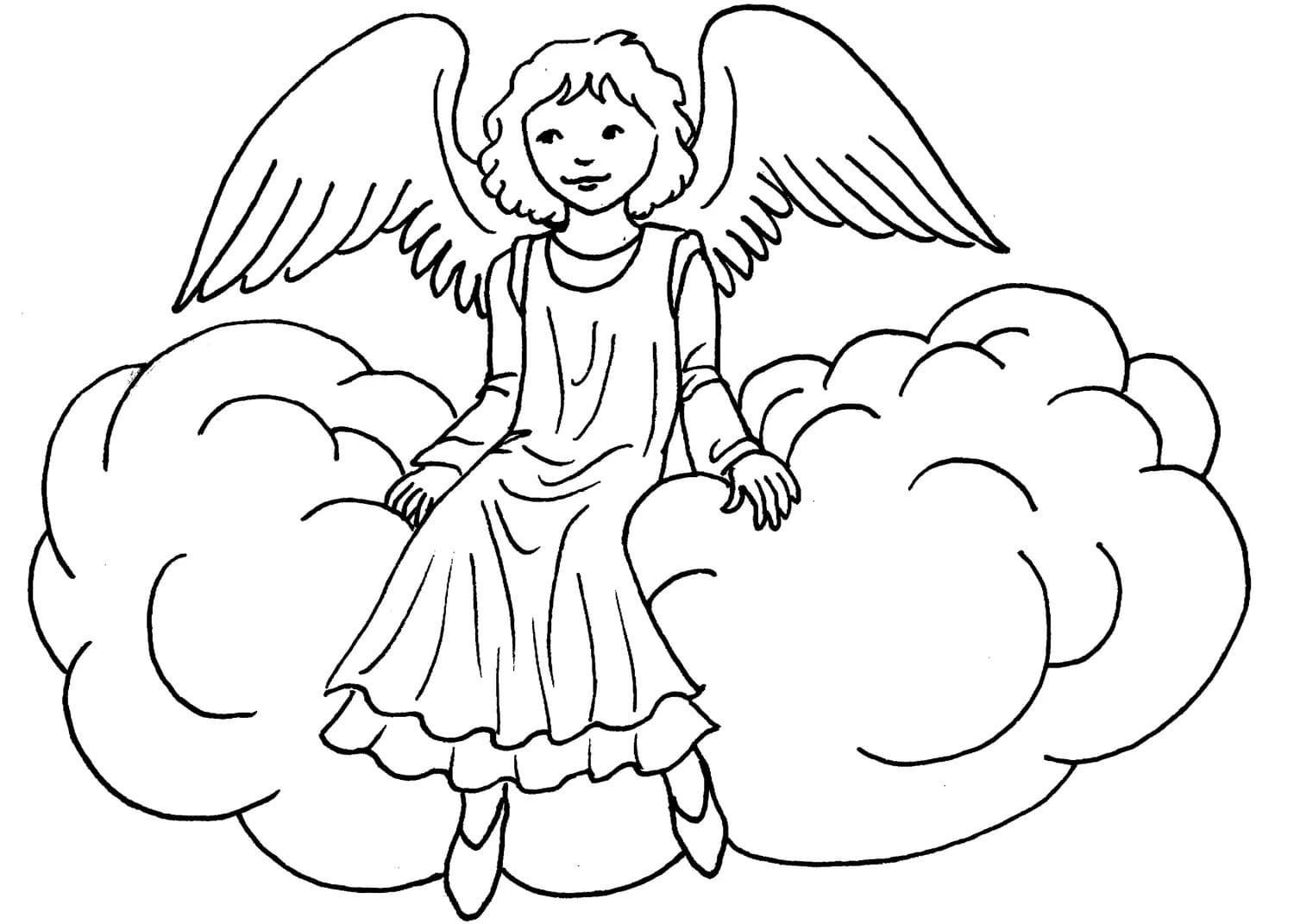 Распечатать раскраски для детского творчества ангелочки