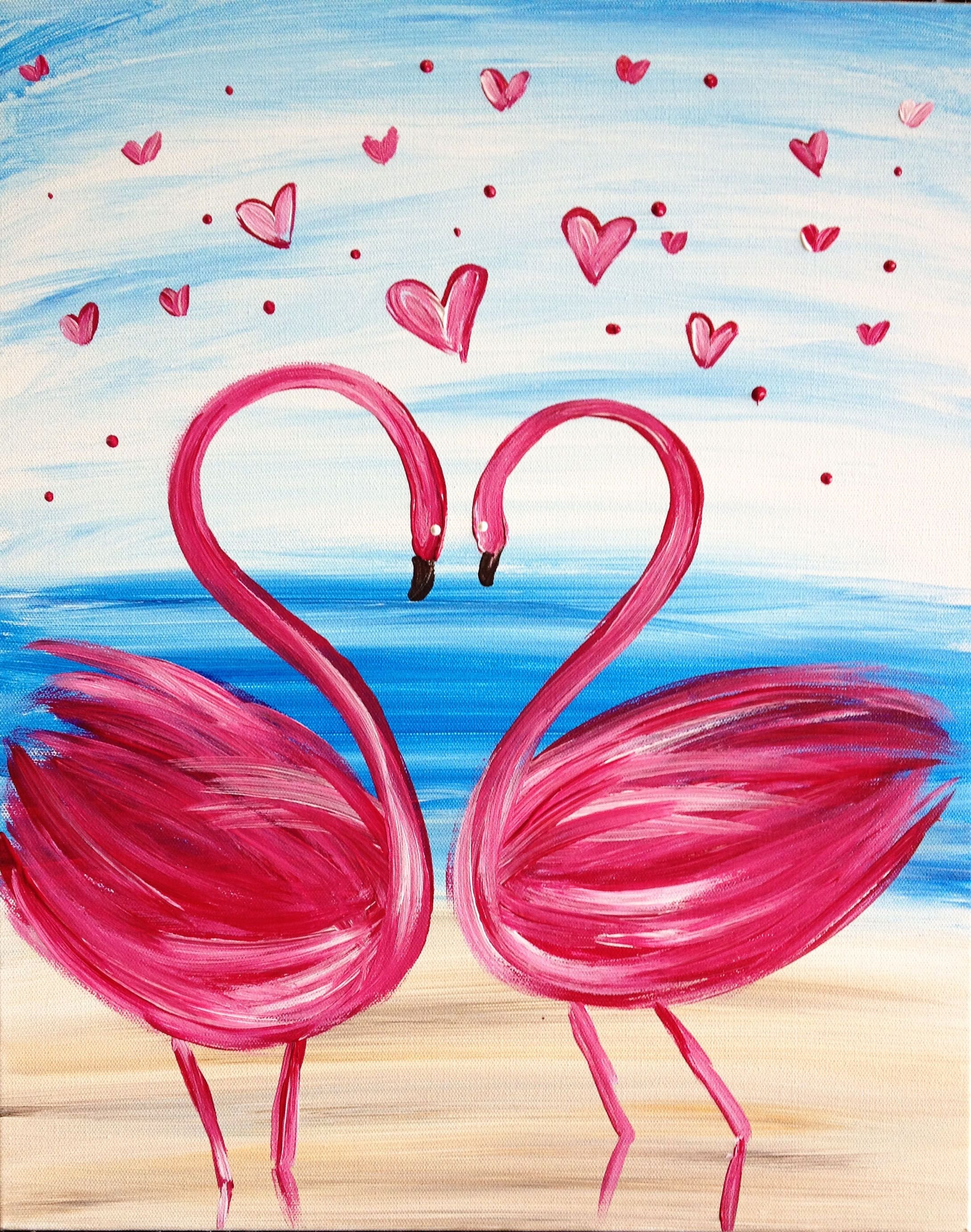 Фламинго в виде сердца