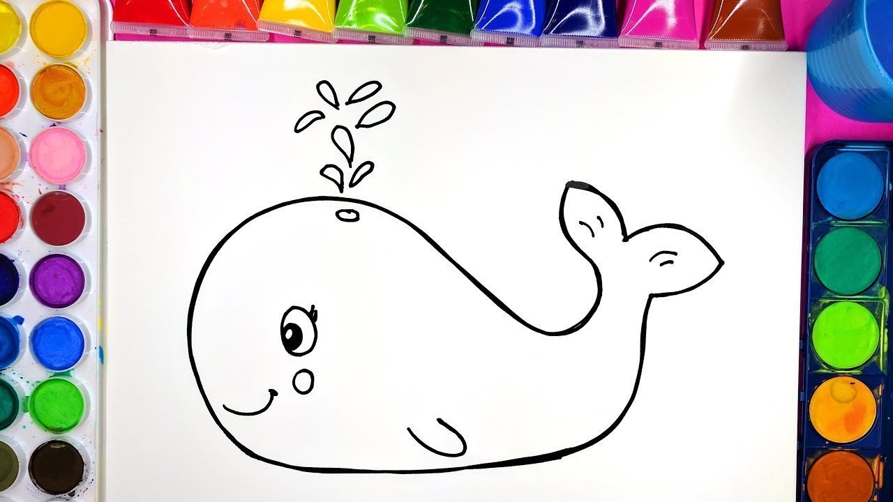 Папа рисует рыба кит пастелью масляной
