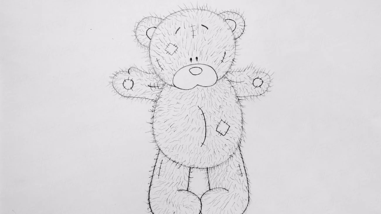 Мишка Тедди рисунок карандашом
