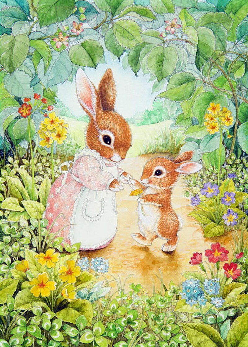 Семья кроликов художницы Сьюзан вилер Пасха Весна