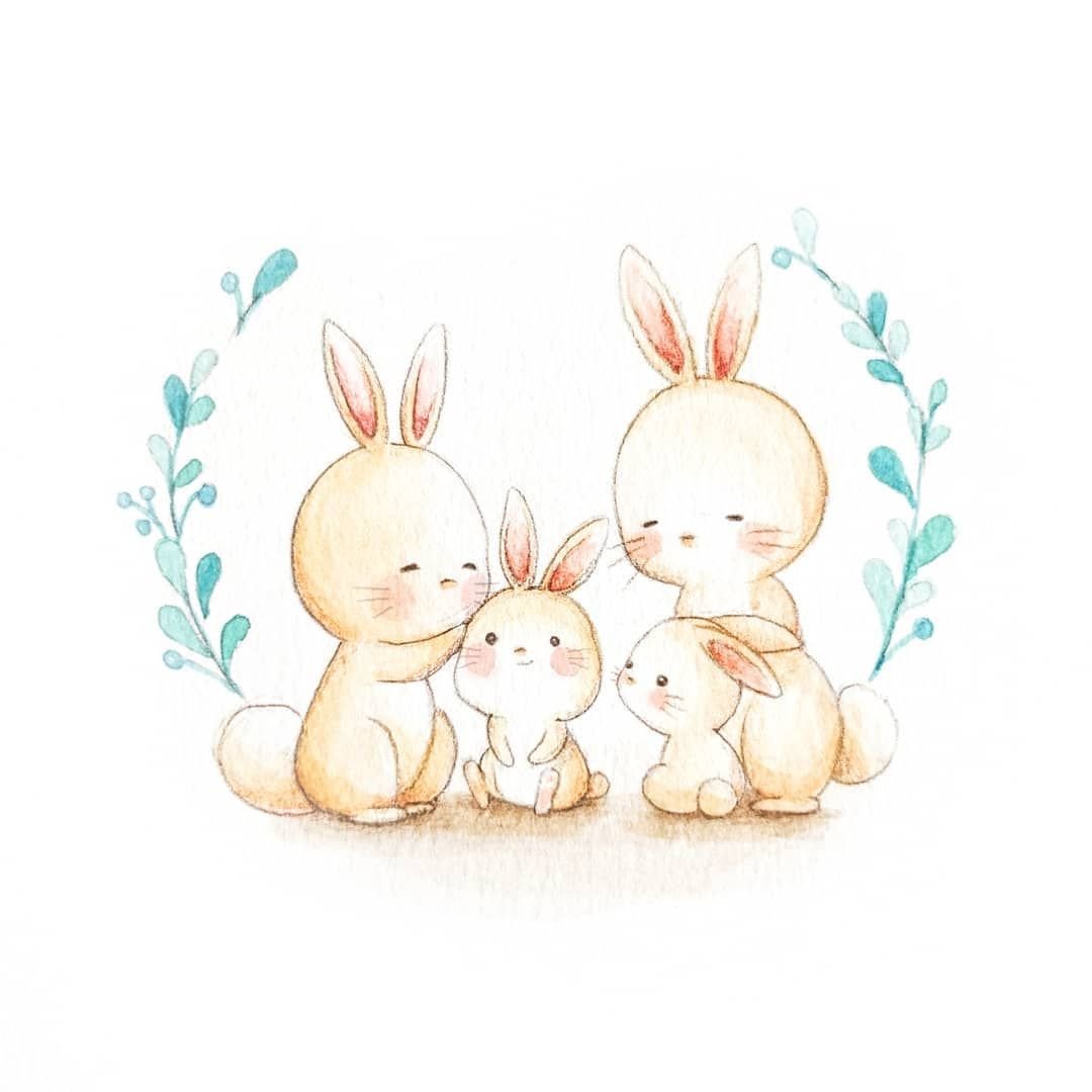 Семья кроликов иллюстрации