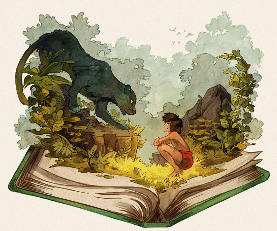 Красивые рисунки книг. Джунгли Маугли Киплинг. Джунгли Маугли книга Киплинга иллюстрации. Киплинг сказочные джунгли. Kipling Rudyard "Jungle book".