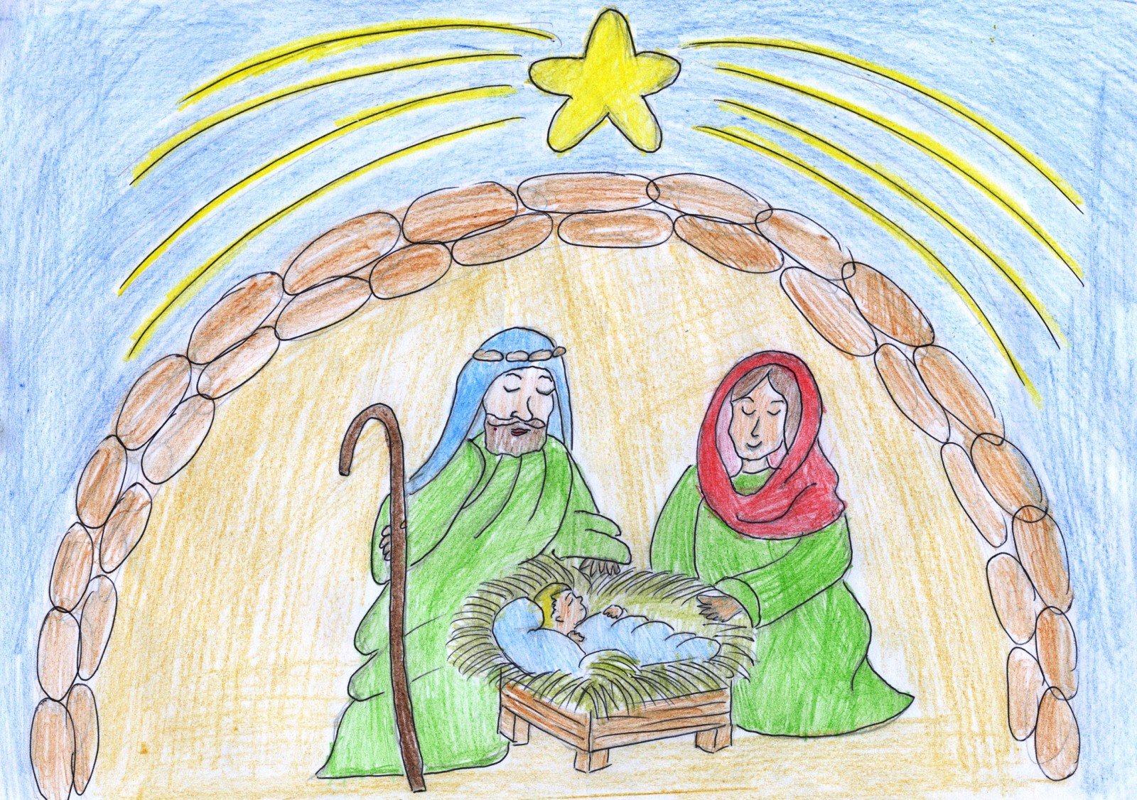 Детский рисунок Рождество Христово