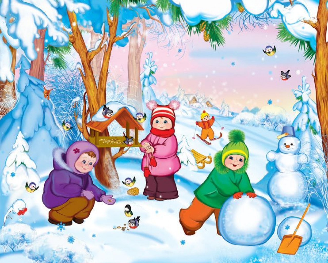 Зима иллюстрации для детей
