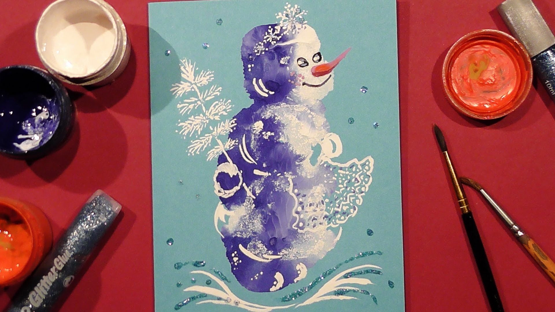 Нетрадиционные техники рисования снеговика