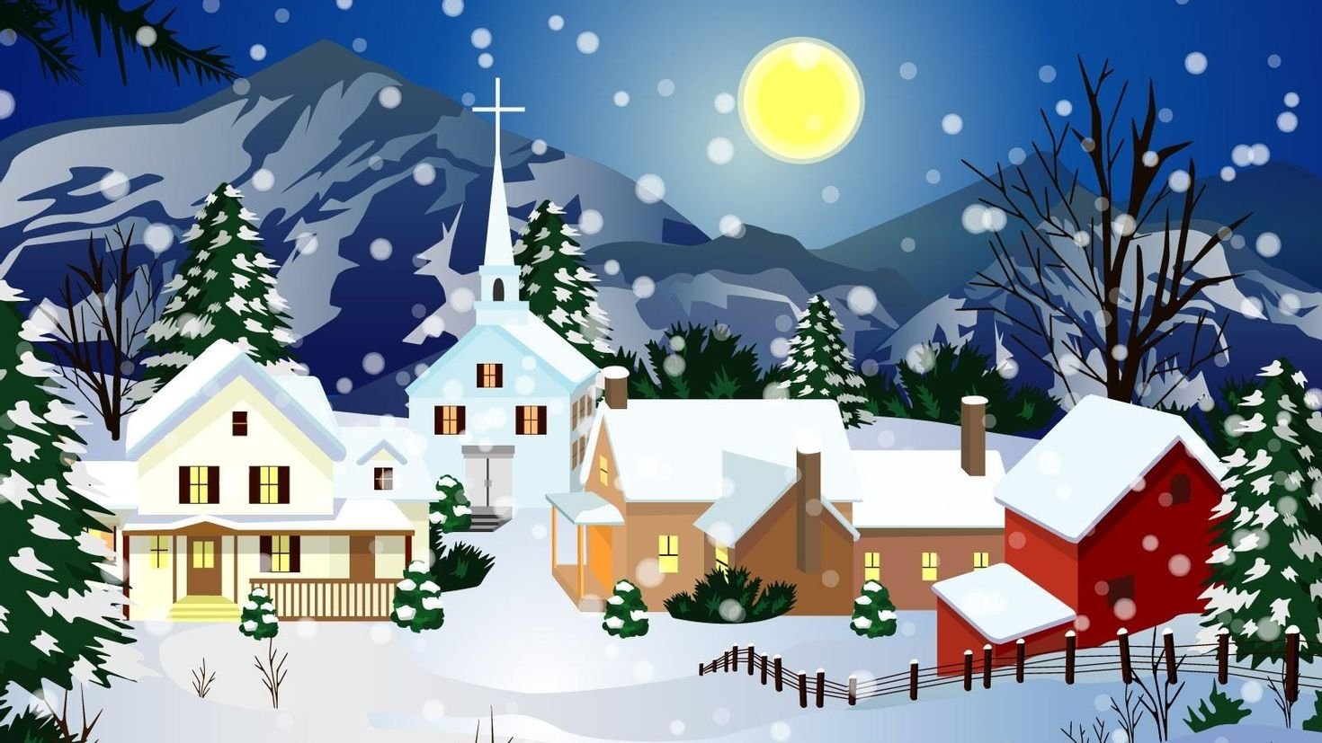 Зима в деревне детский рисунок