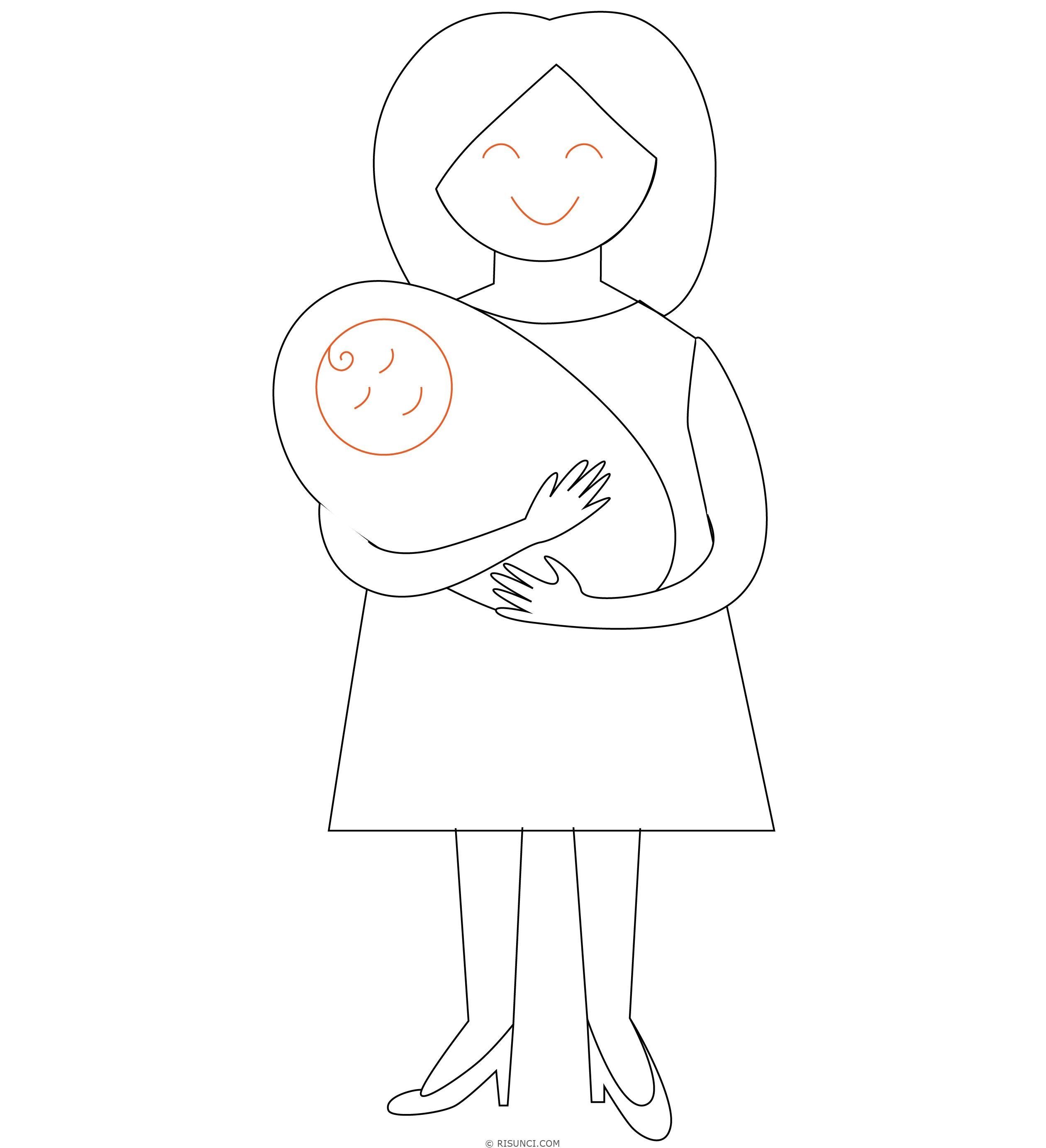 Рисунок мамы для срисовки лёгкие