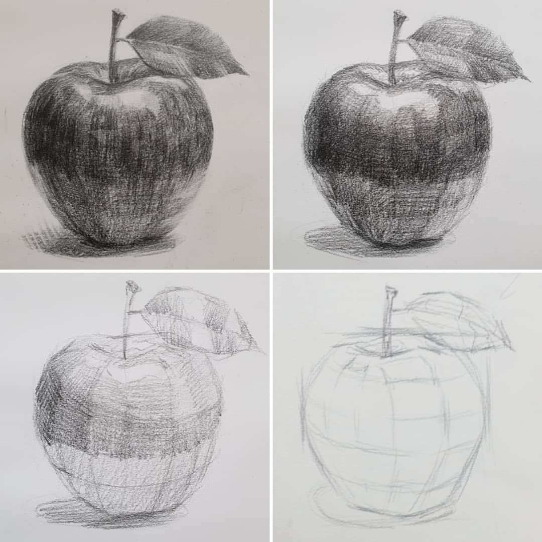 Рисуем яблоко карандашом