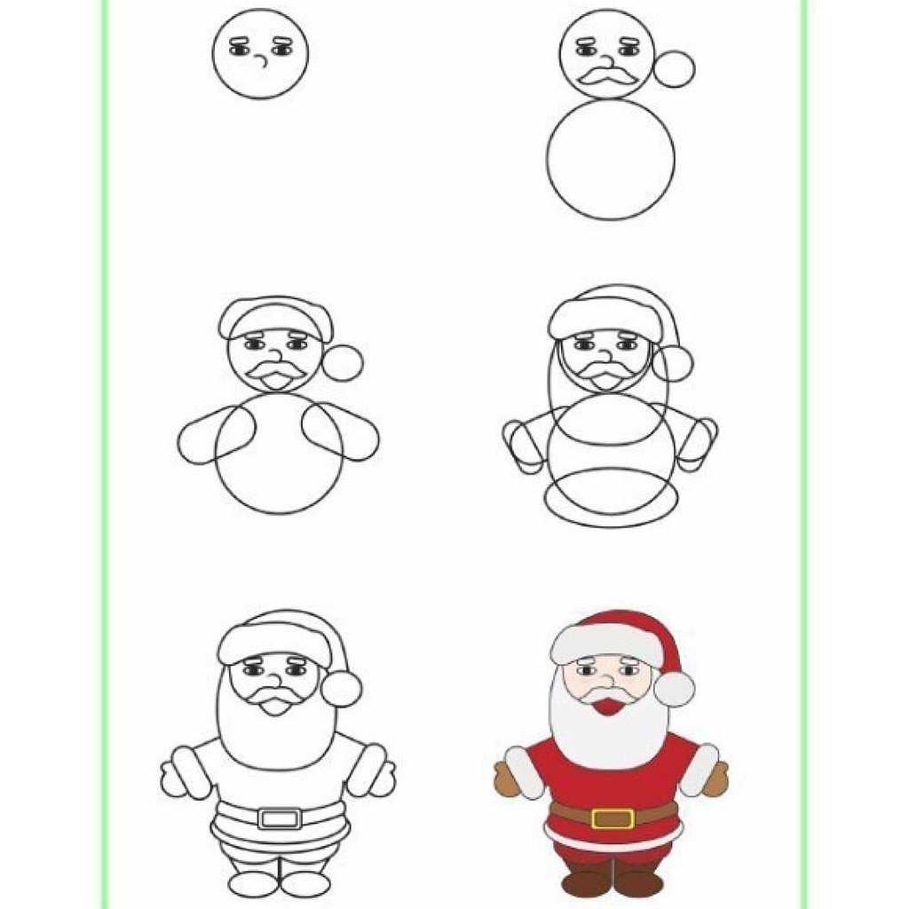 Этапы рисования Деда Мороза для детей