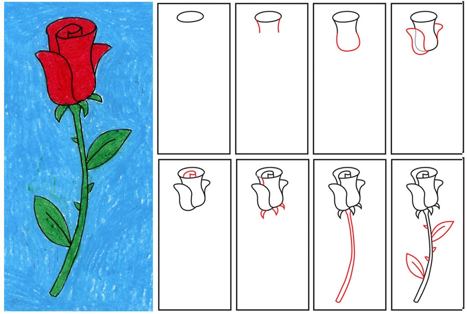 Рисуем розу поэтапно