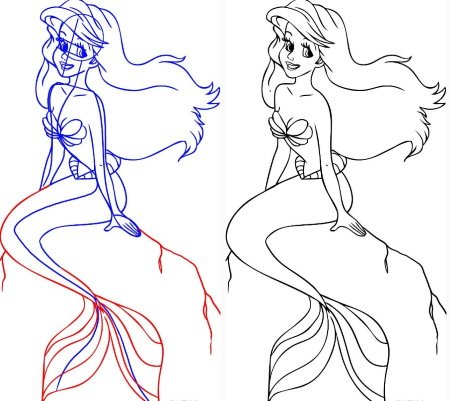 Рисунки карандашом русалки Ариэль