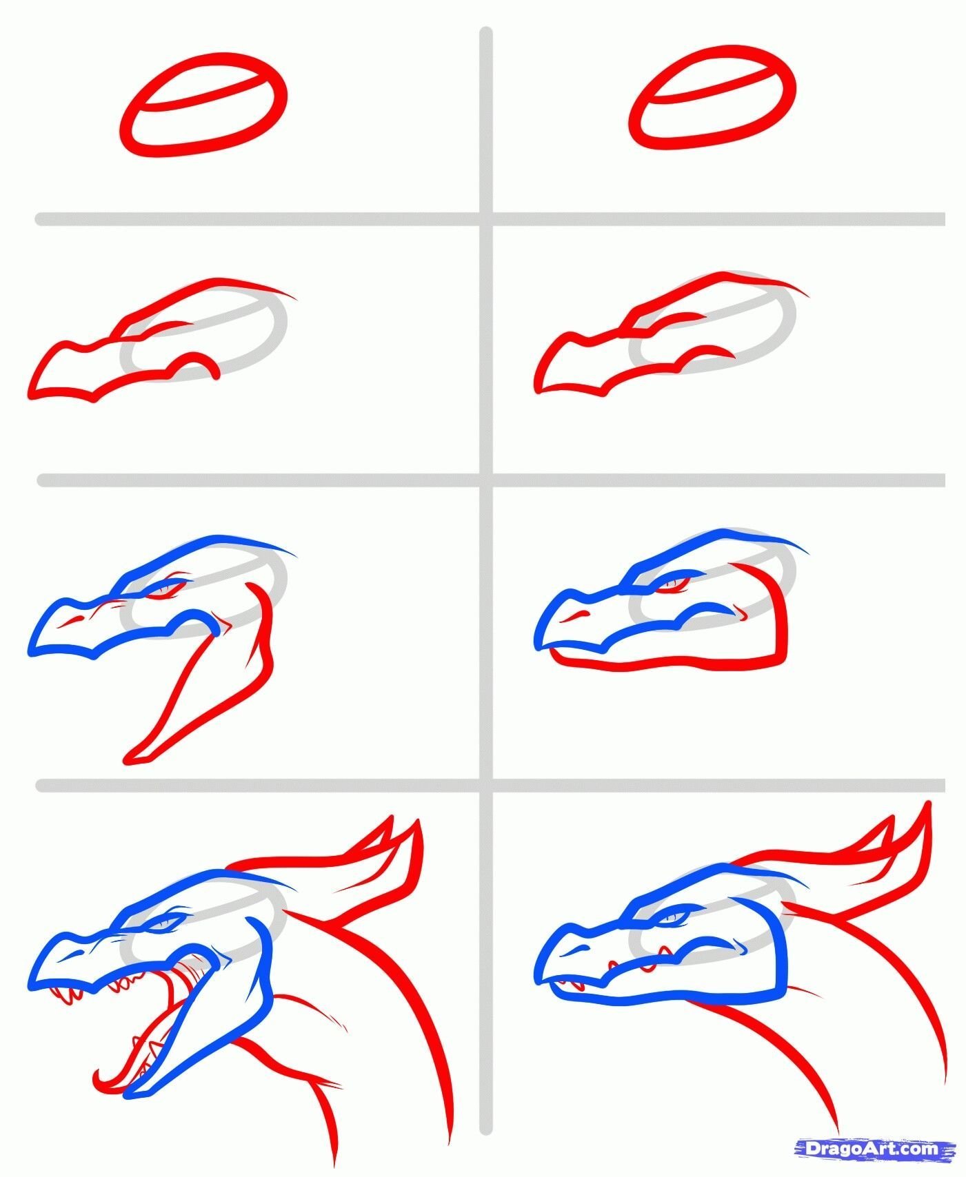 Пошаговое рисование дракона