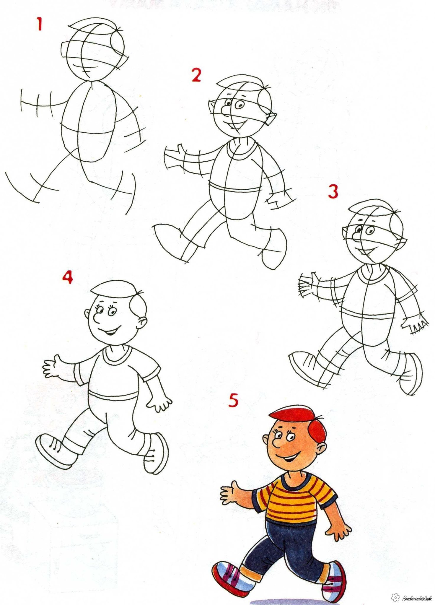Поэтапное рисование фигуры человека для детей