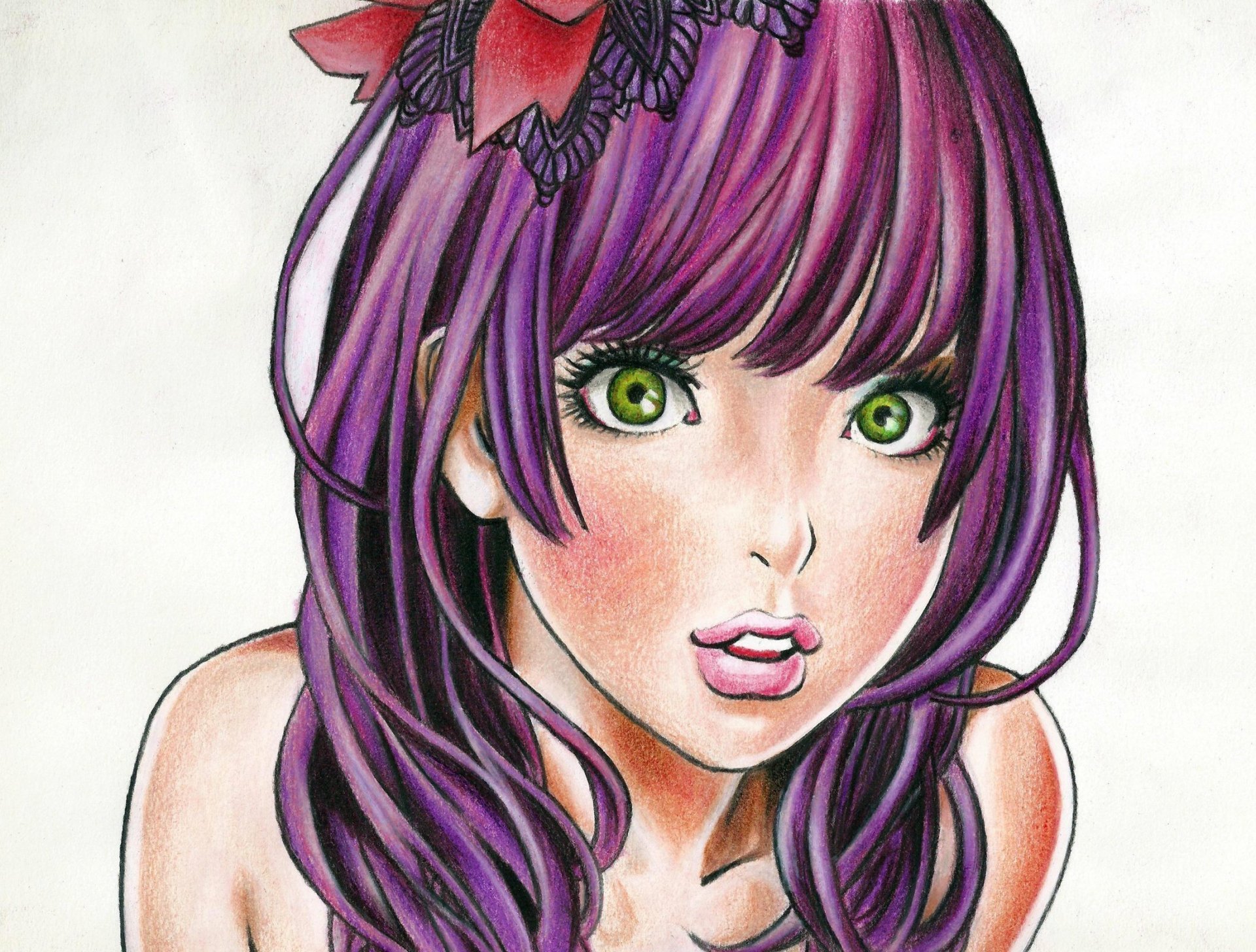 Мультяшная девочка с фиолетовыми волосами