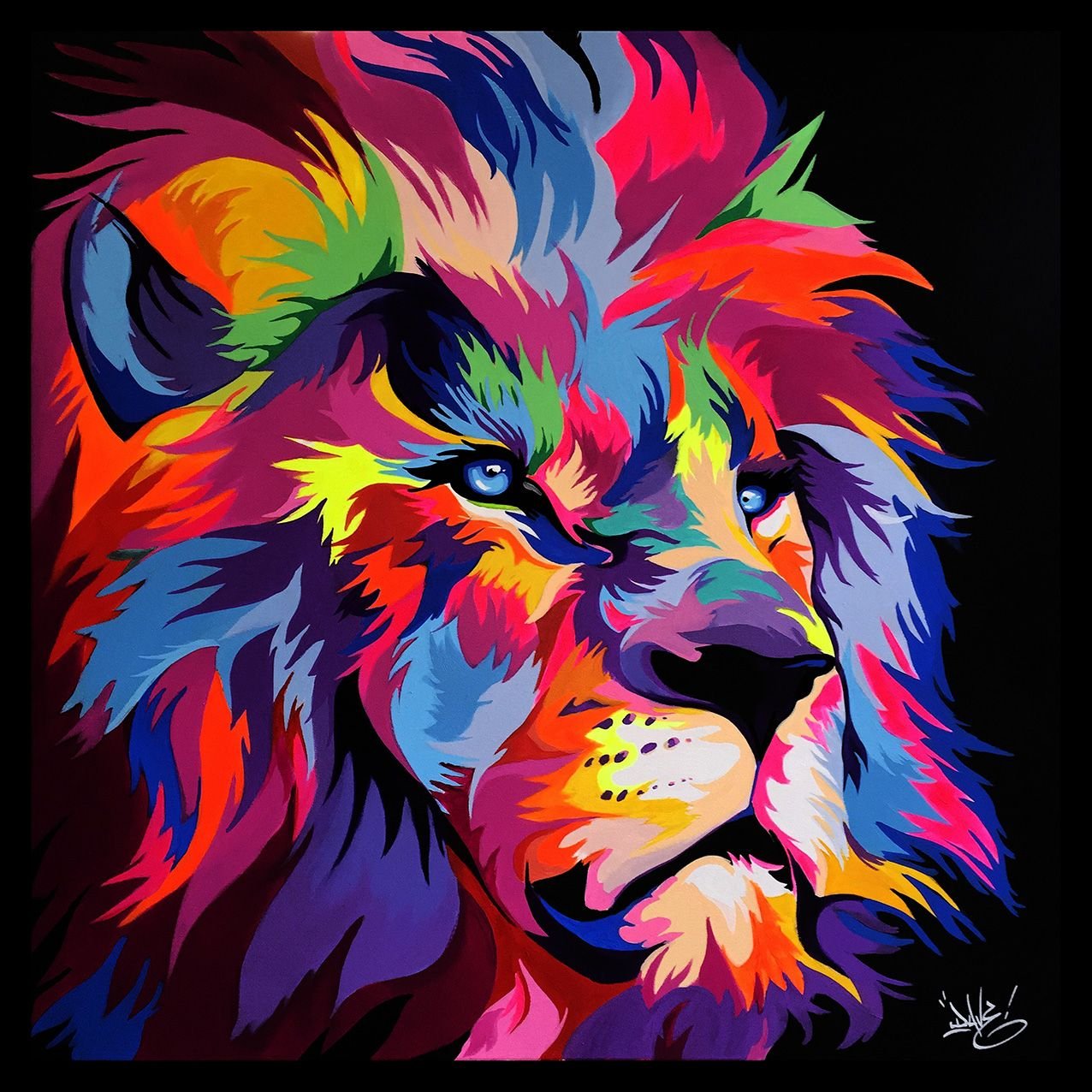 Лев с разноцветной гривой