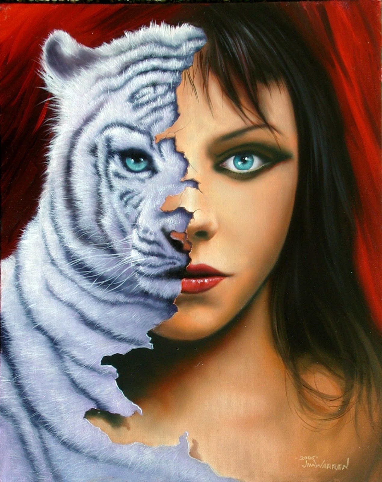 Девушка портрет тигр