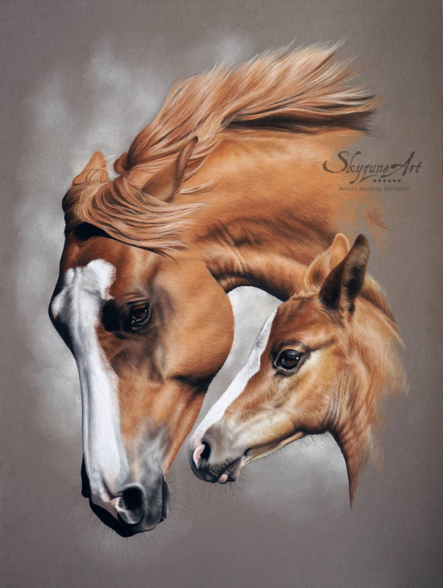 Картина лошадь пастель