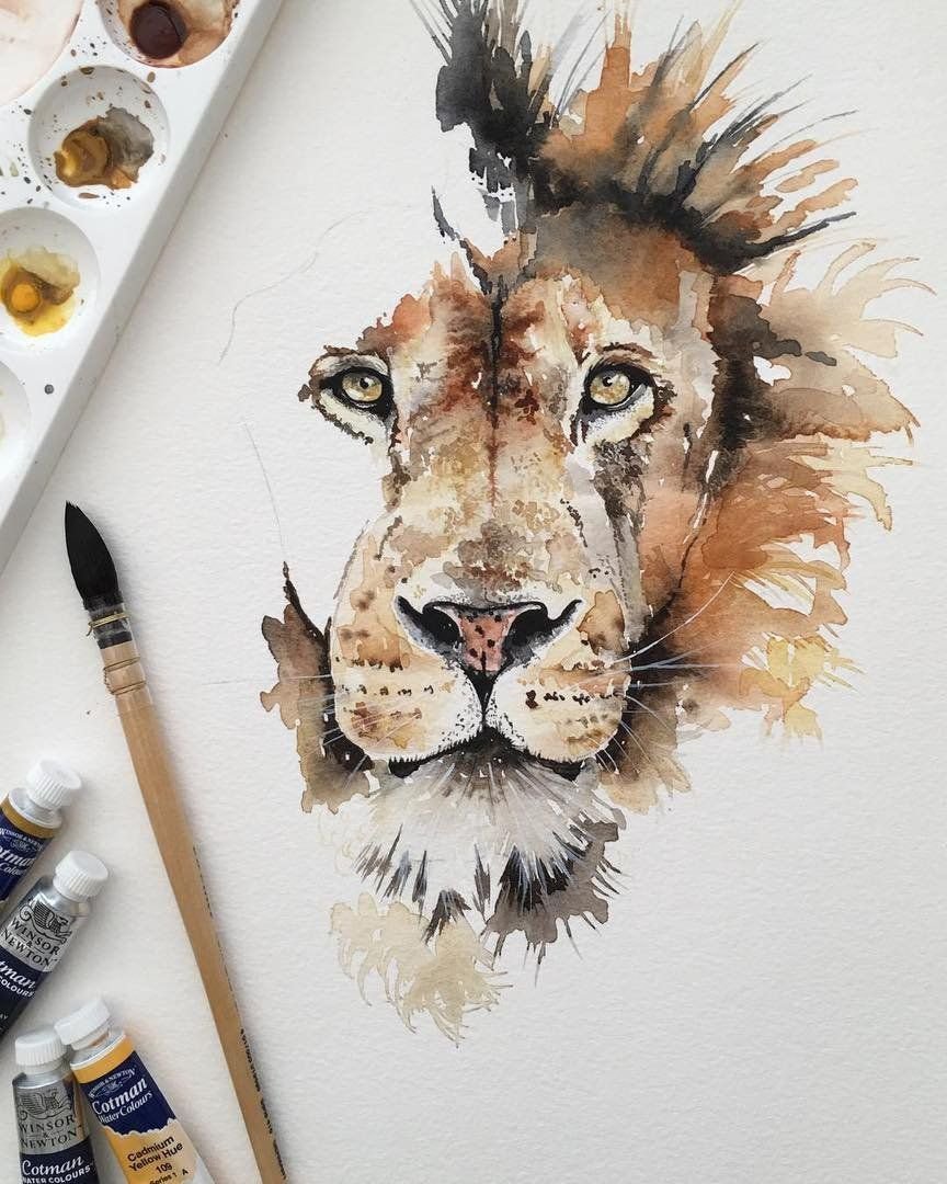 Рисовать Льва акварелью