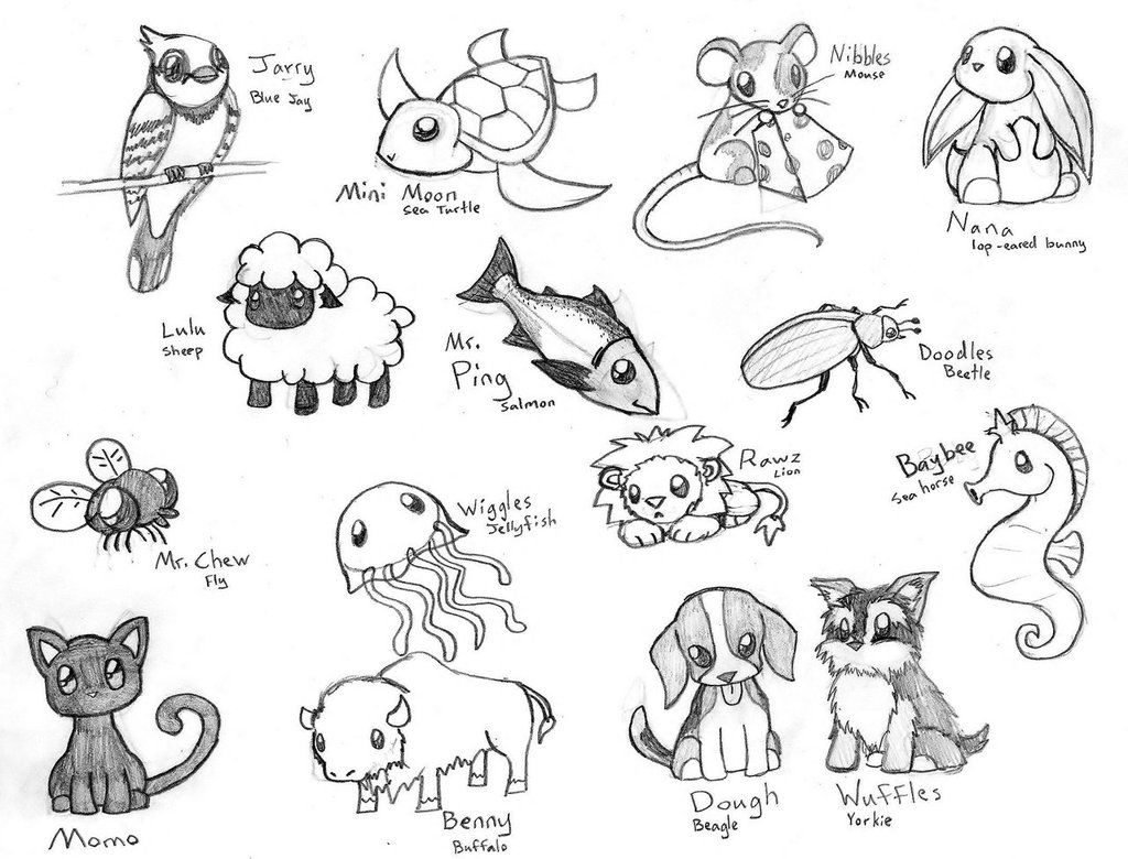 Рисунки для срисовки маленькие животные