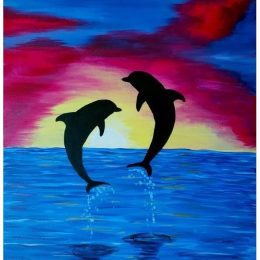 Пейзаж с дельфинами