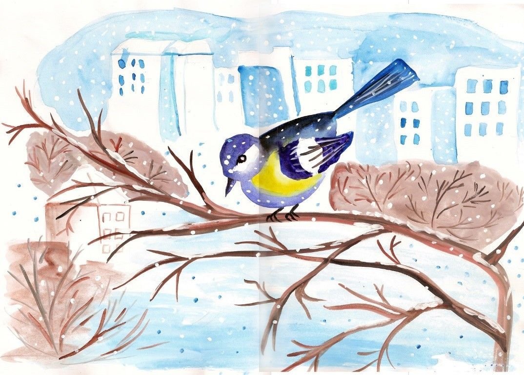 Рисуем зимующих птиц