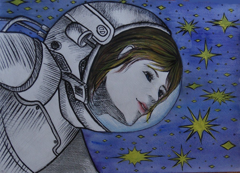 Миркосмоса ру на 2024 год. Рисунок на космическую тему. Рисунок на тему космонавтики. Иллюстрации на тему космос. Детские рисунки на тему космос.