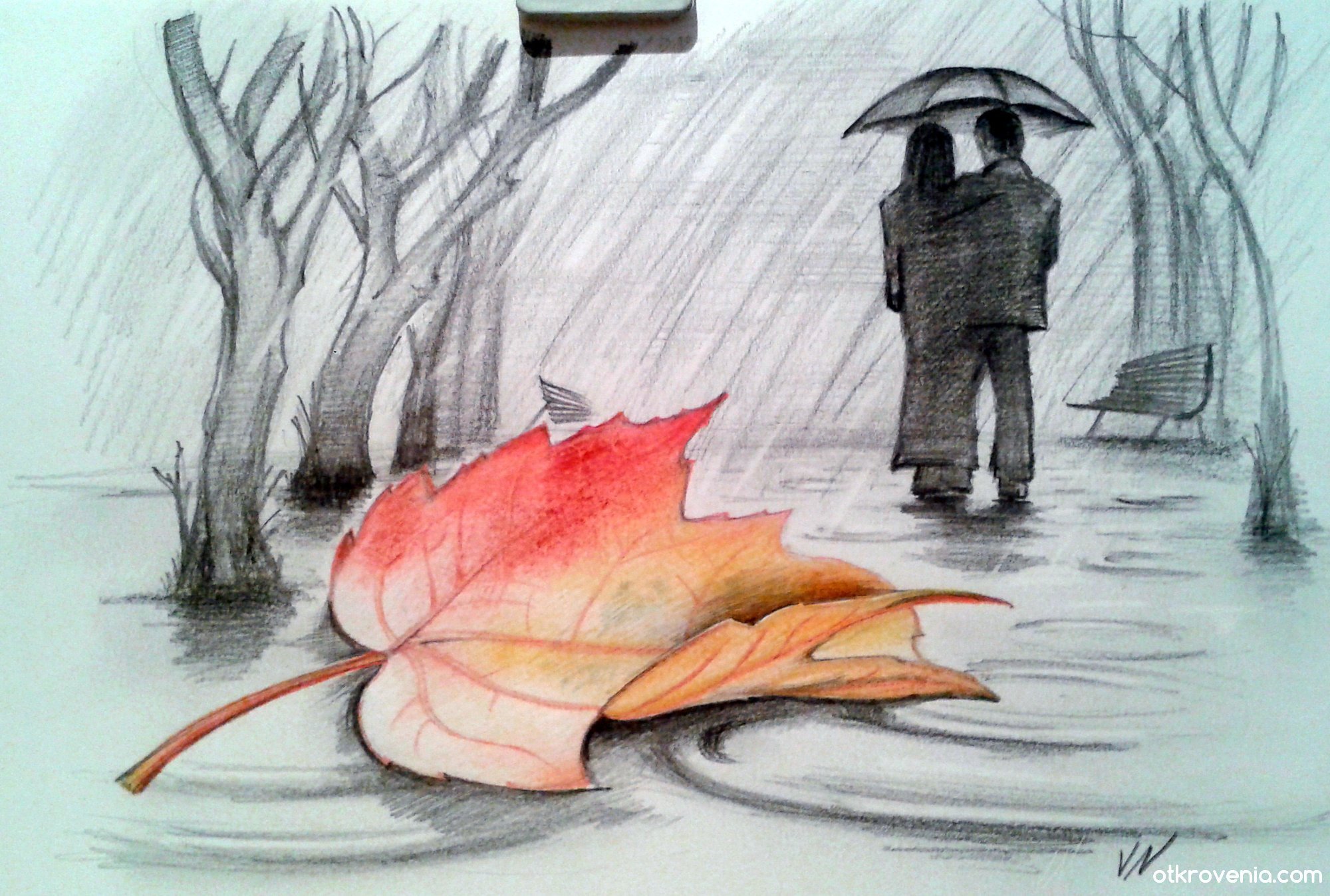 Рисунок на тему осень карандашом