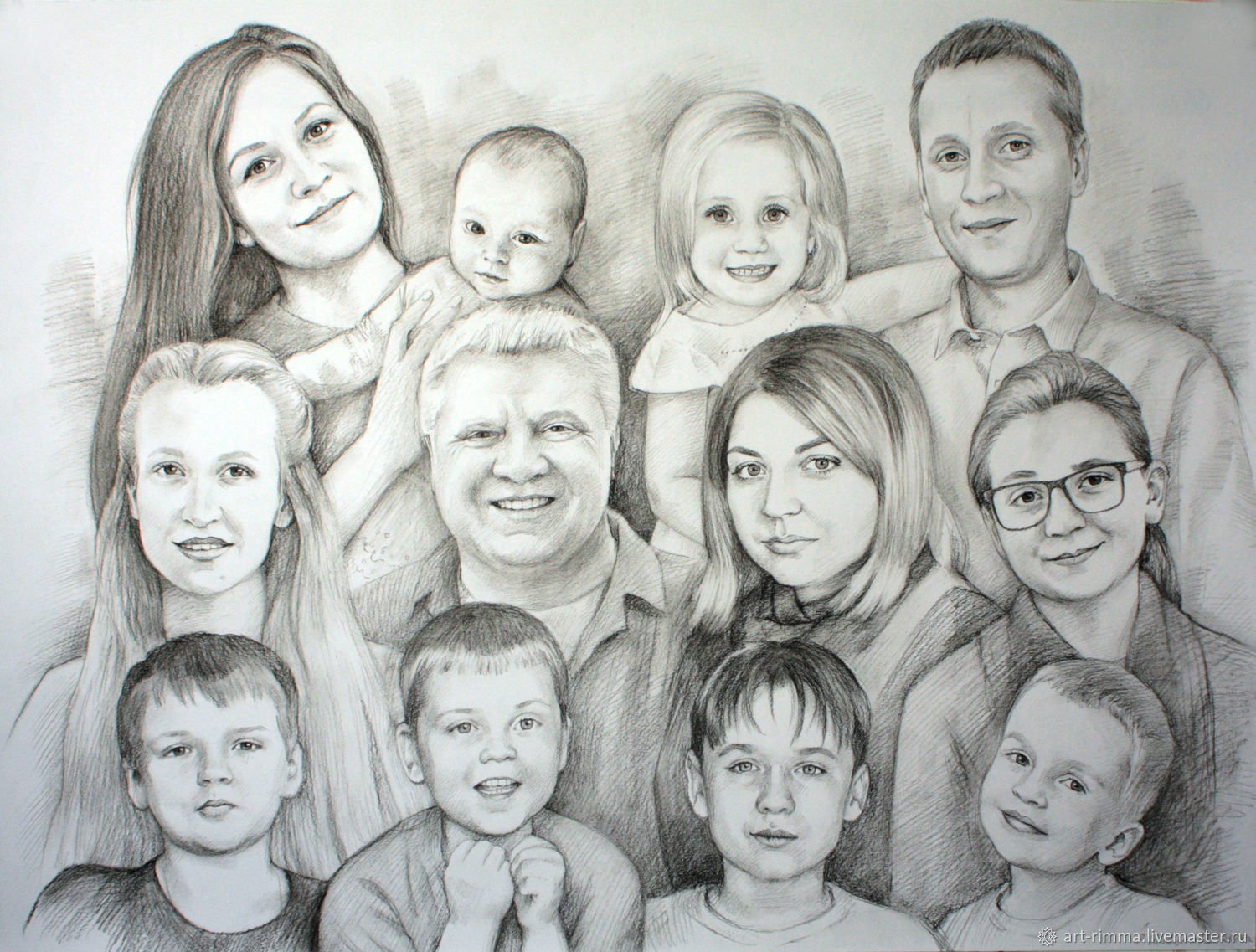 Семейный портрет карандашом