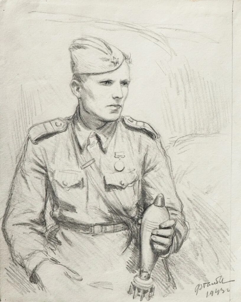 Портрет военного карандашом