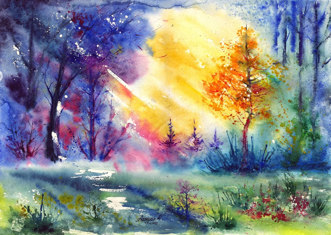 Анна Армона рисование солнце в лесу
