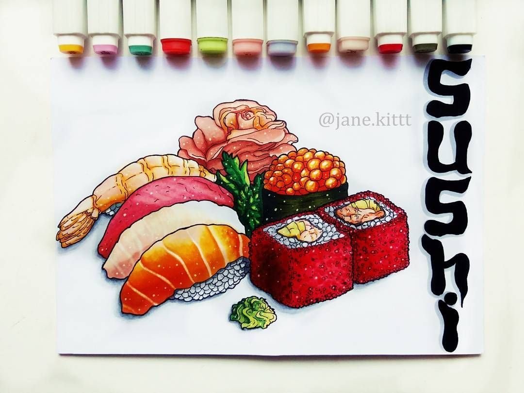 Рисунки цветными карандашами в скетчбуке еда