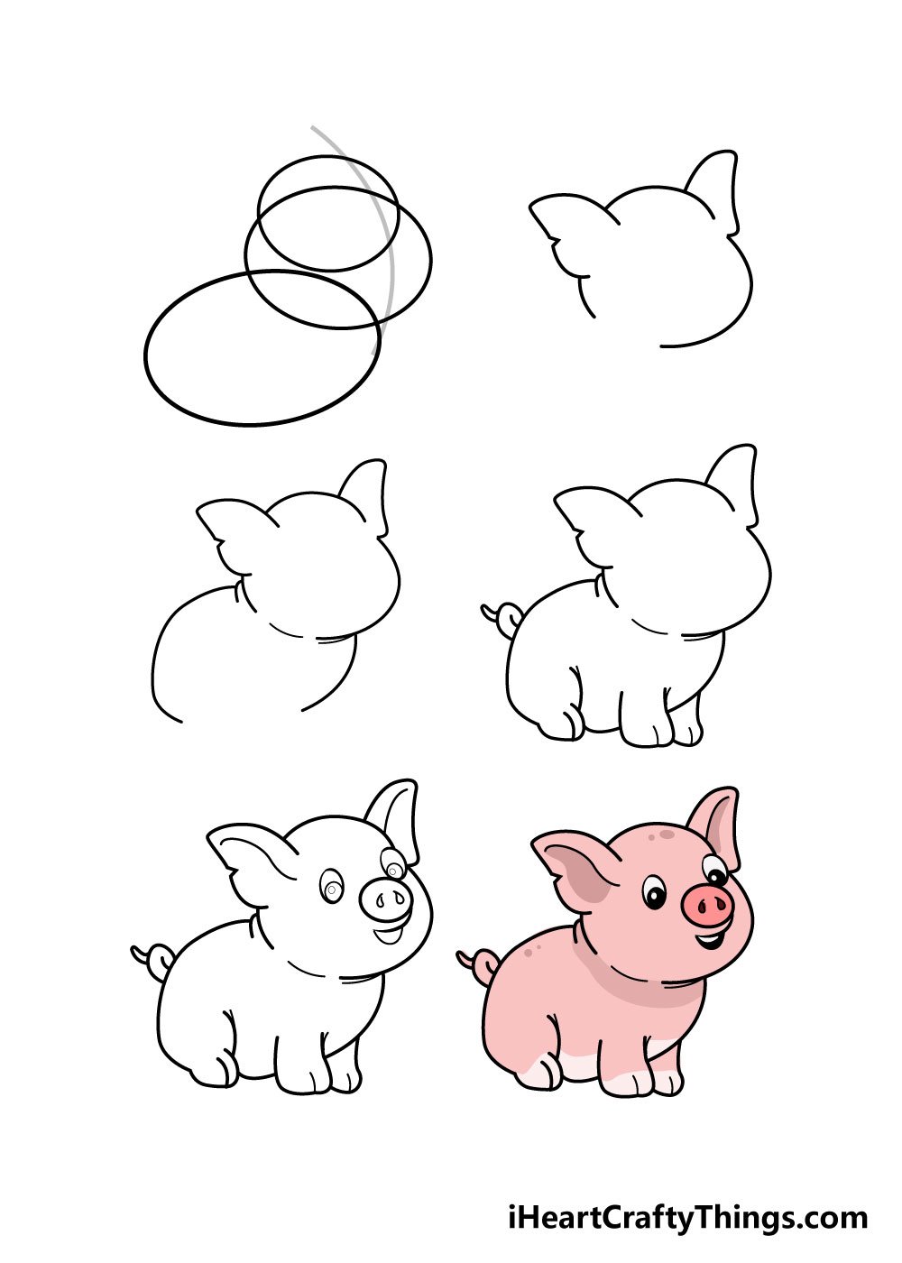 Поэтапное рисование свиньи