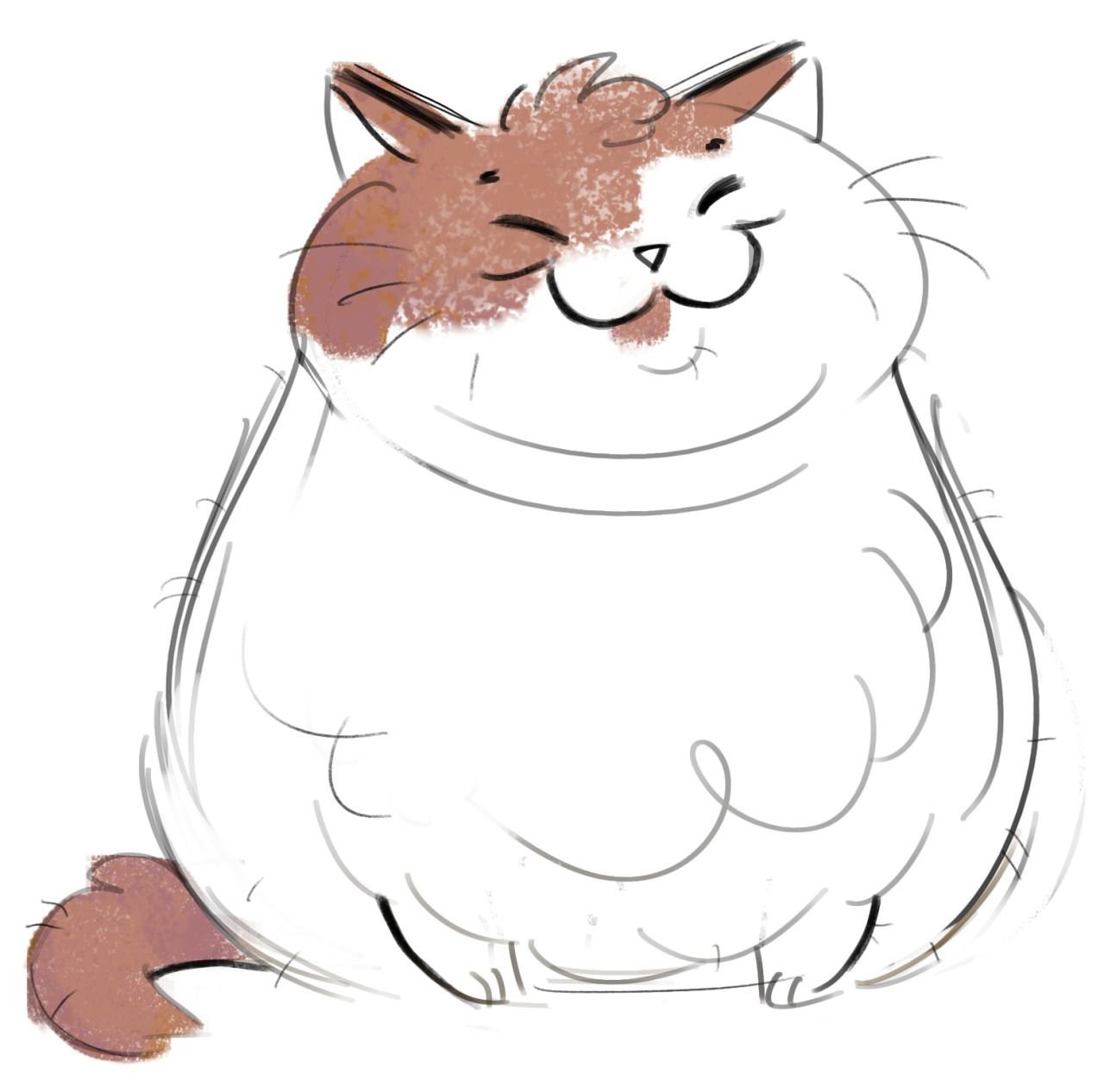 Толстый кот нарисованный