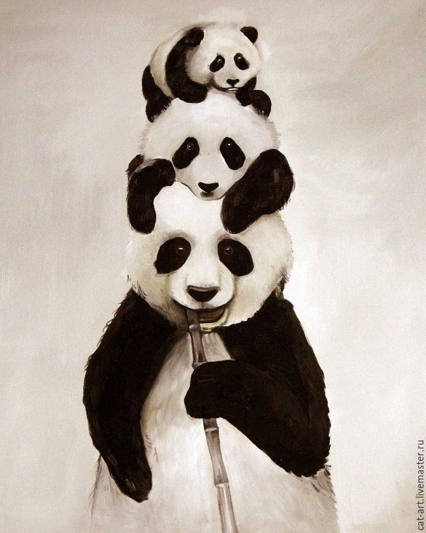 Две панды на друг друге рису