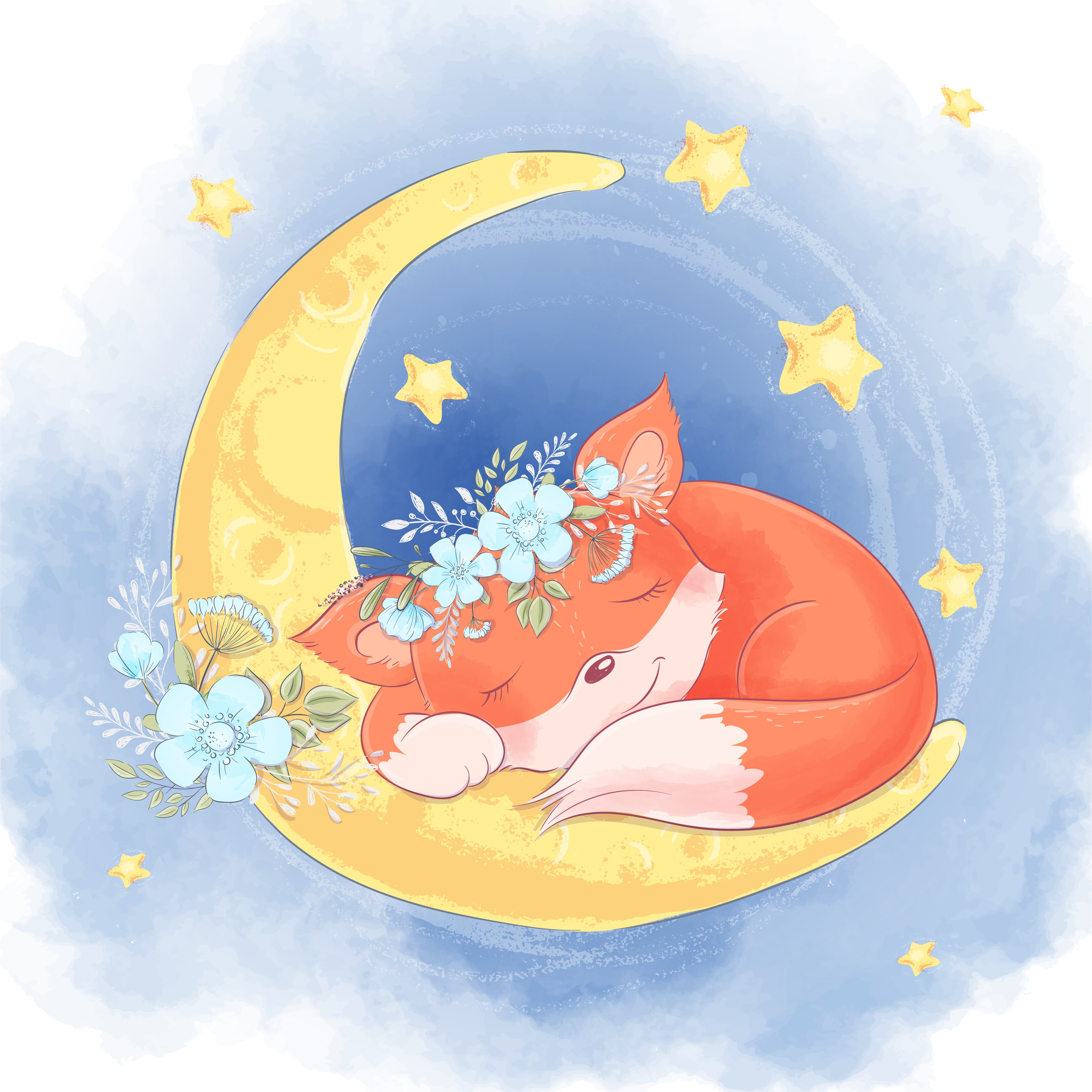 Лисенок спит на Луне