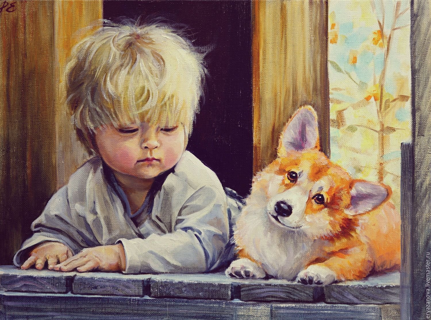 Картины с изображением детей с собаками