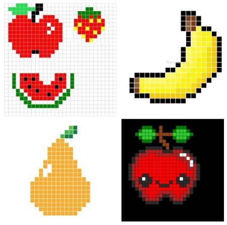 Рисунки по клеточкам фрукты