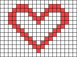 Сердечко по клеточкам в тетради