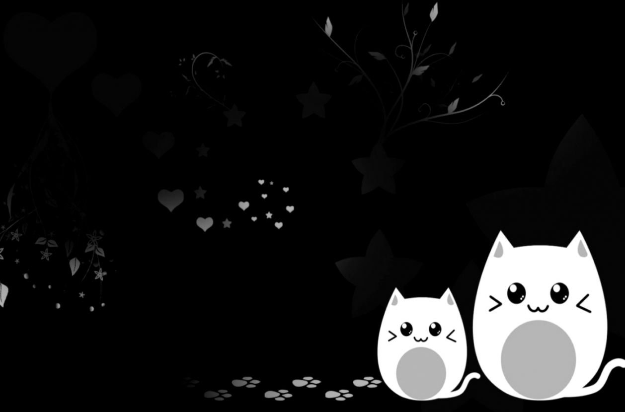Милые котики на темном фоне